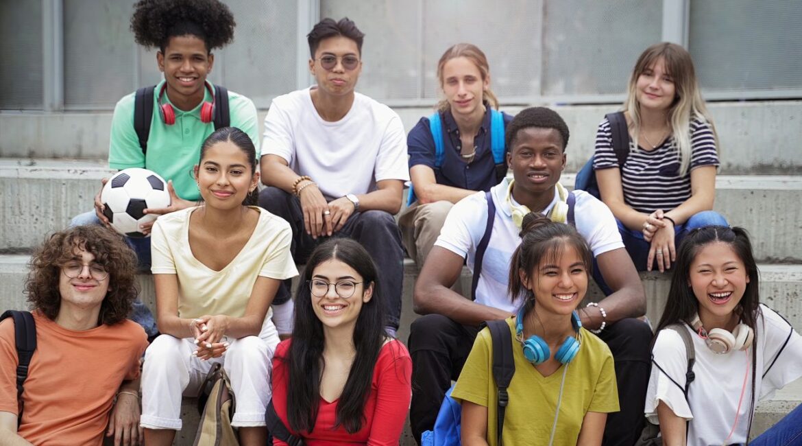 Image of a diverse group of high school students