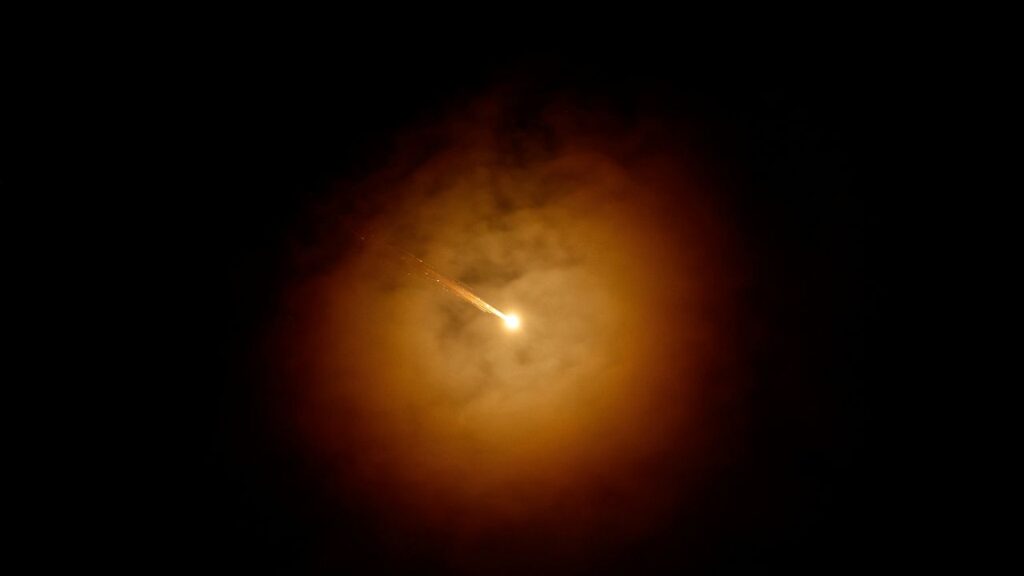 Image of an Iranian missile hurtling toward Israel as seen from high above earth
