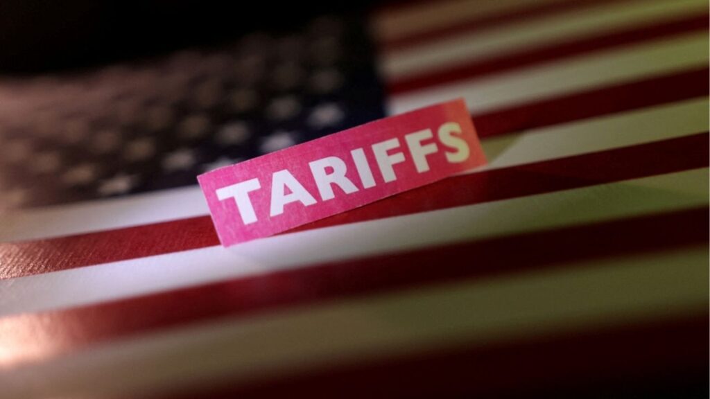A U.S. flag and a "tariffs" label are seen in this illustration taken April 10, 2025. (Reuters File)