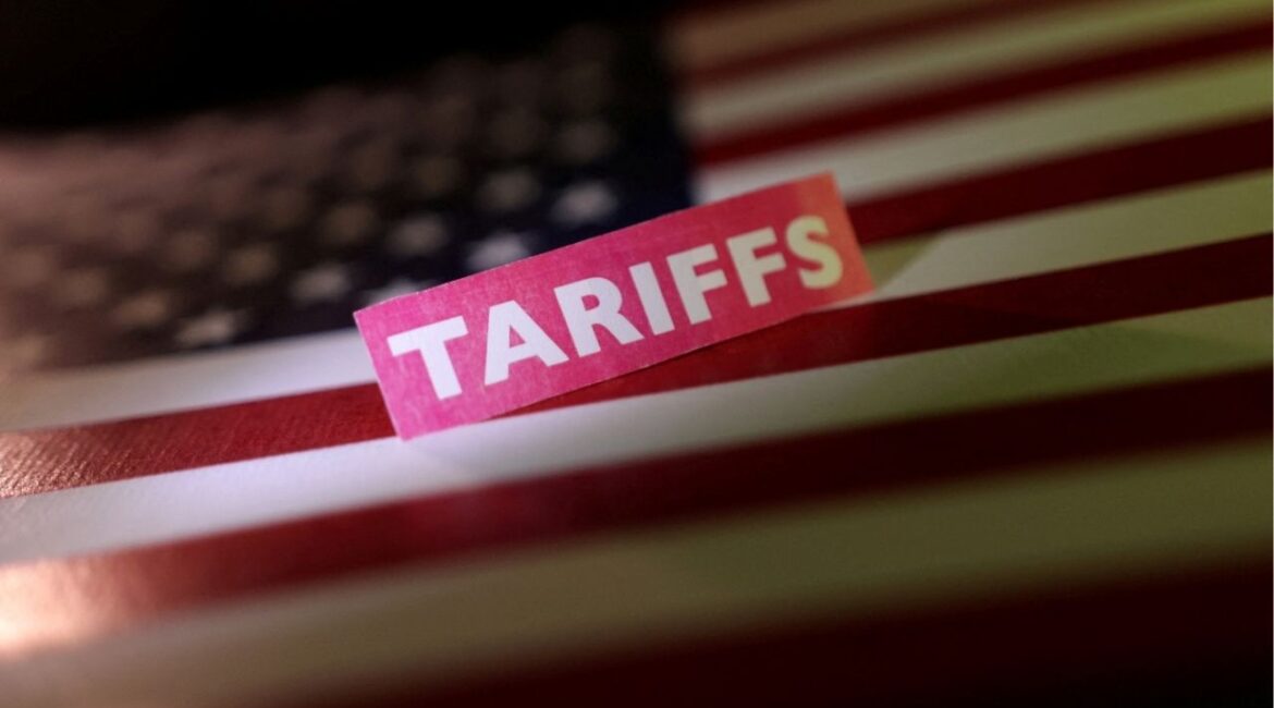 A U.S. flag and a "tariffs" label are seen in this illustration taken April 10, 2025. (Reuters File)