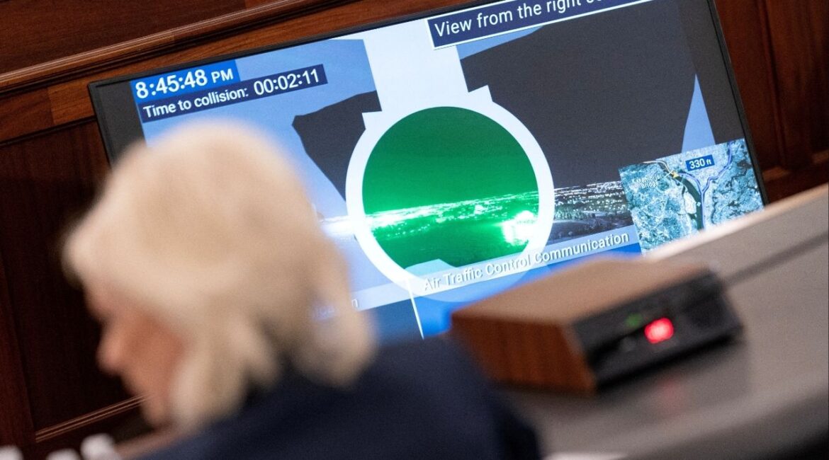 A cockpit recording plays as National Transportation Safety Board (NTSB) Chair Jennifer Homendy testifies during a Senate Commerce, Science, and Transportation Committee hearing on the January 29, 2025, midair collision between American Airlines Flight 5342 and a U.S. Army Black Hawk helicopter, on Capitol Hill in Washington, D.C., U.S., February 12, 2026. (Reuters File)