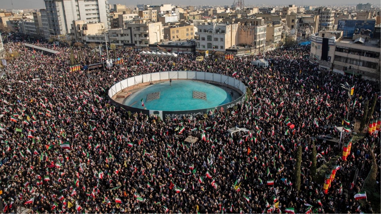 A crowd gathers to celebrate the announcement of Mojtaba Khamenei, the son of the recently killed supreme leader Ayatollah Ali Khamenei, as his father’s successor at Enghelab Square in Tehran, Iran, on Monday, March 9, 2026. Supreme Leader Mojtaba Khamenei could prove to be even more radical than his father and predecessor, Ayatollah Ali Khamenei, who was killed by the U.S. and Israel at the start of the war. (Arash Khamooshi/The New York Times)