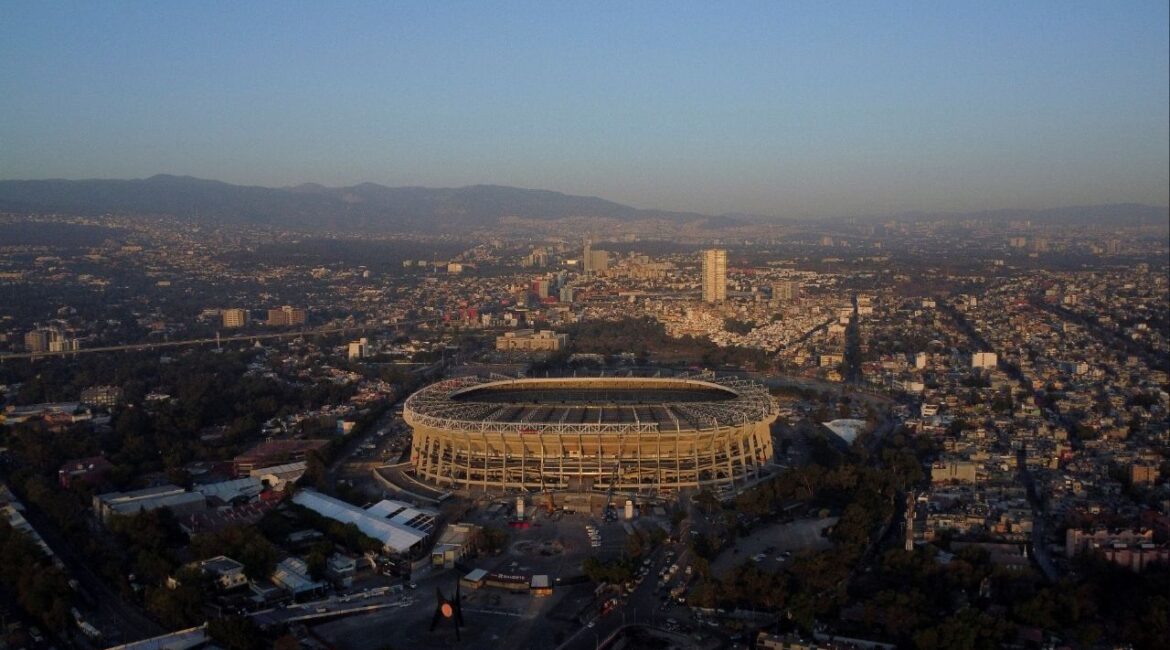A drone view of the Banorte Stadium, also known as Azteca Stadium, the venue that will host the opening match of the 2026 FIFA World Cup, in Mexico City, Mexico, March 3, 2026. (Reuters/Raquel Cunha)