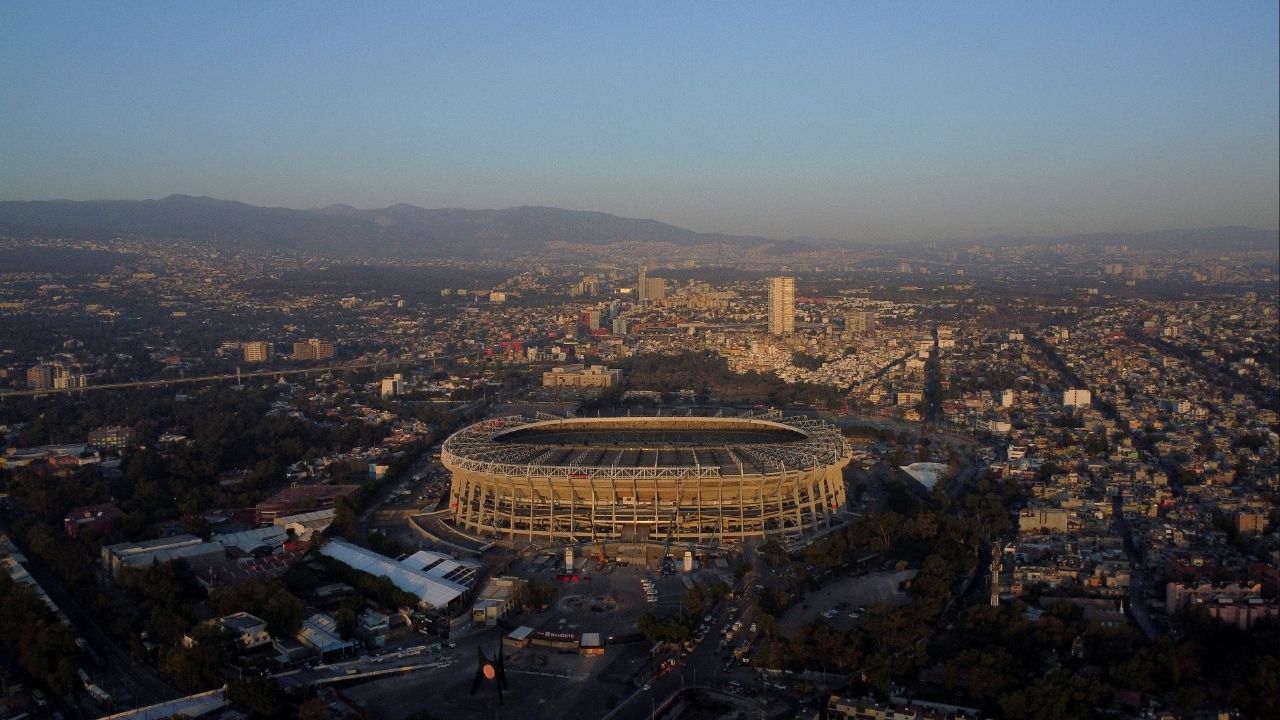 A drone view of the Banorte Stadium, also known as Azteca Stadium, the venue that will host the opening match of the 2026 FIFA World Cup, in Mexico City, Mexico, March 3, 2026. (Reuters/Raquel Cunha)