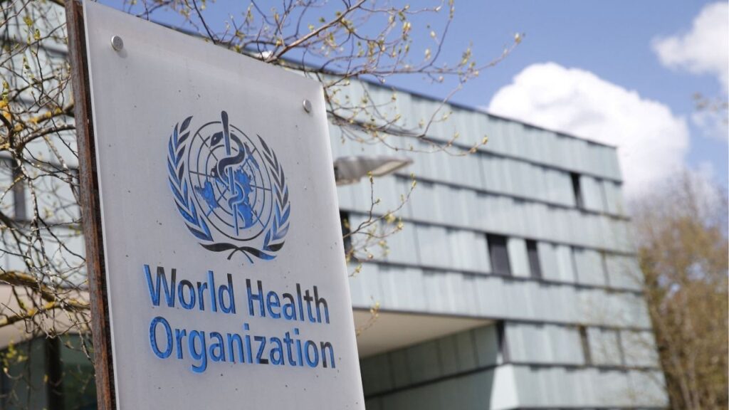 A logo is pictured outside a building of the World Health Organization (WHO) during an executive board meeting on update on the coronavirus disease (COVID-19) outbreak, in Geneva, Switzerland, April 6, 2021. (Reuters/Denis Balibouse)