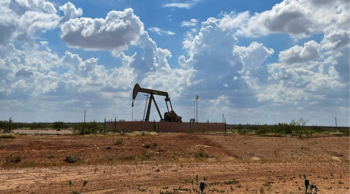A pumpjack, used to help lift oil from a well, in the Permian basin near Midland, Texas, U.S., October 8, 2025. (Reuters/Arathy Somasekhar)