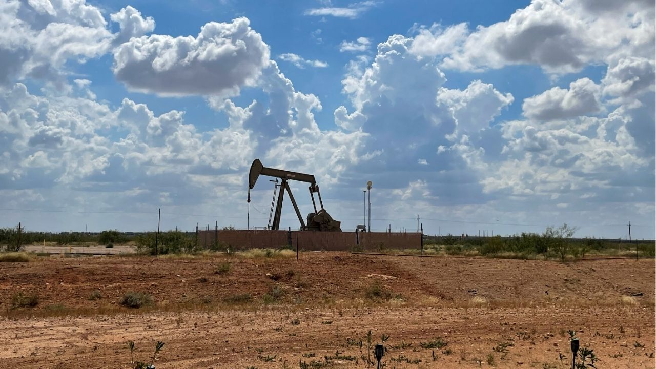A pumpjack, used to help lift oil from a well, in the Permian basin near Midland, Texas, U.S., October 8, 2025. (Reuters/Arathy Somasekhar)