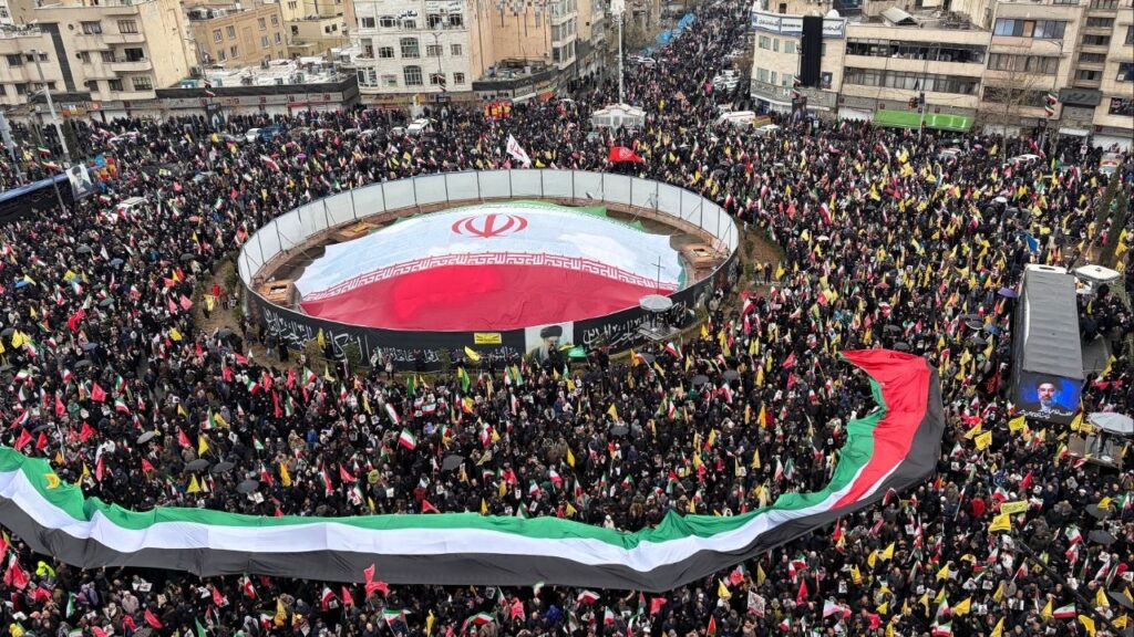 A rally in Tehran marking Quds Day, an event held annually by the Iranian government to oppose Israel, on the last Friday of Ramadan, March 13, 2026. Thousands of Iranians turned out on Friday for an anti-Israel rally in Tehran to show support for the country’s leaders as the U.S.-Israeli bombardment continued.(Arash Khamooshi/The New York Times)