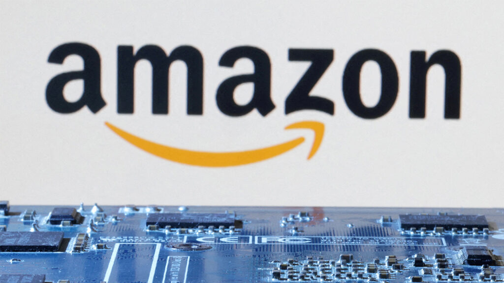 Amazon logo is seen near computer motherboard in this illustration taken January 8, 2024. (Reuters File)
