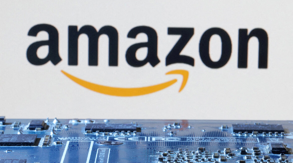 Amazon logo is seen near computer motherboard in this illustration taken January 8, 2024. (Reuters File)