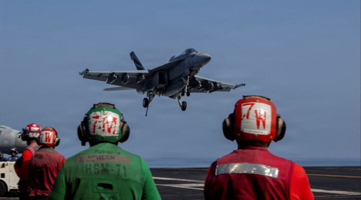 An F/A-18E Super Hornet prepares to make an arrested landing on the flight deck of the U.S. Navy Nimitz-class aircraft carrier USS Abraham Lincoln in support of the Operation Epic Fury attack on Iran from an undisclosed location March 2, 2026. (U.S. Navy/Handout via Reuters)