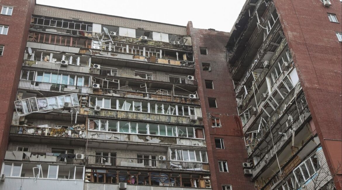 An apartment building which was hit by a Russian drone strike, amid Russia's attack on Ukraine, in Dnipro, Ukraine March 24, 2026. (Reuters/Stringer)