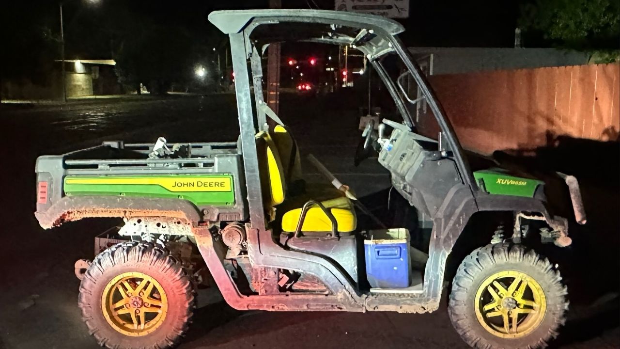 CHP officers arrested a driver on Tuesday, March 24, 2026, suspicion of DUI after a utility vehicle ran a red light, authorities said. (CHP)