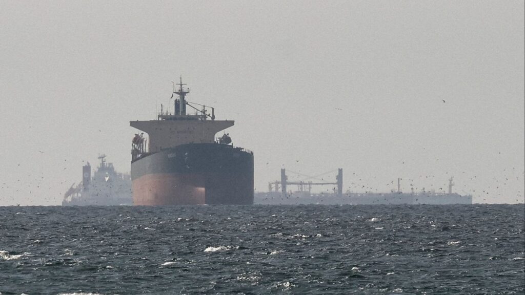 Cargo ships in the Gulf, near the Strait of Hormuz, as seen from northern Ras al-Khaimah, near the border with Oman’s Musandam governance, amid the U.S.-Israeli conflict with Iran, in United Arab Emirates, March 11, 2026. (Reuters File)