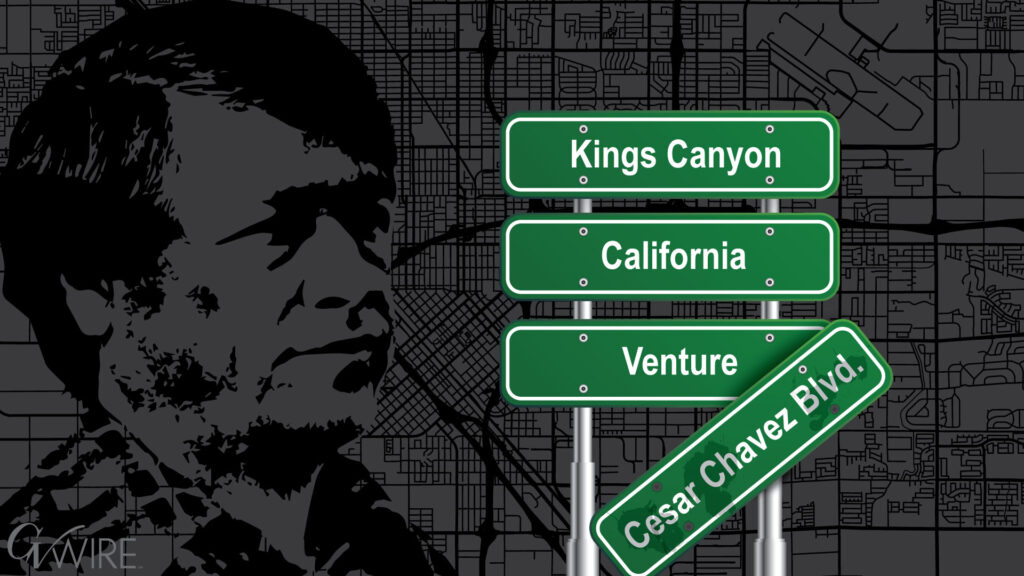 Composite image of street names that will be restored when Cesar Chavez's name is removed.