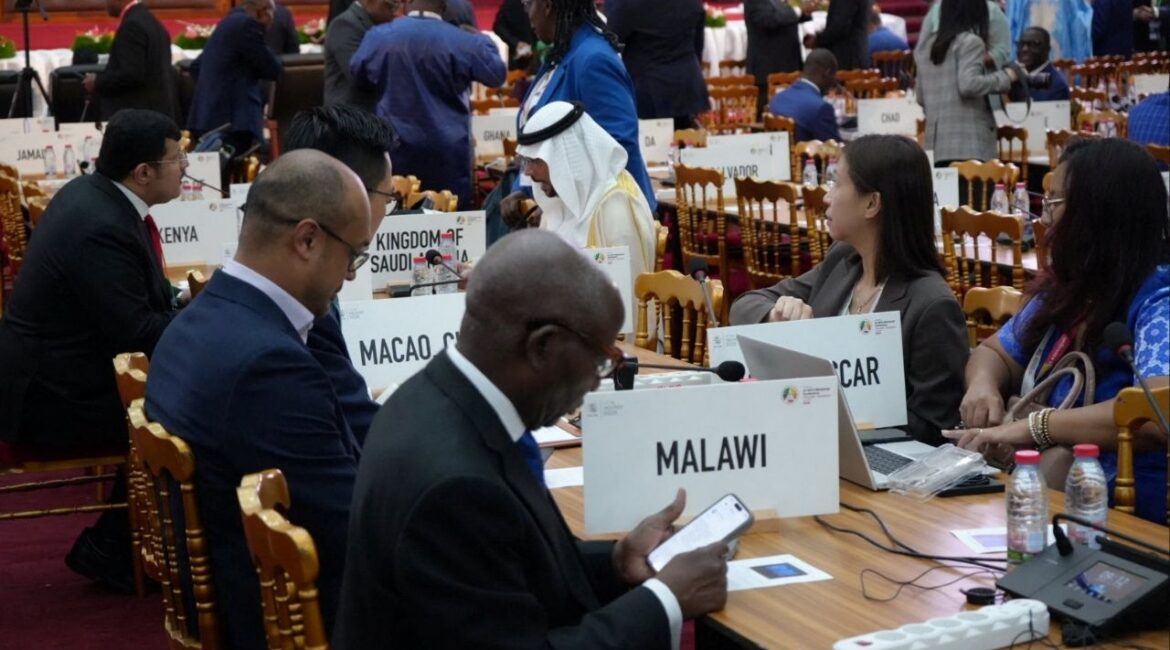Delegates sit inside the hall for the opening of the World Trade Organization 14th ministerial conference, at the Palais des Congres, in Yaounde, Cameroon, March 26, 2026. (Reuters/Olivia Le Poidevin)