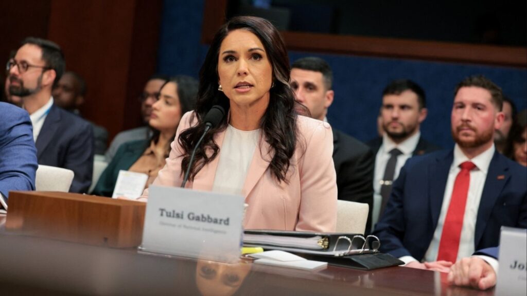 Director of National Intelligence (DNI) Tulsi Gabbard testifies before a U.S. House Intelligence Committee hearing on worldwide threats, on Capitol Hill in Washington, D.C., U.S., March 19, 2026. (Reuters/Kylie Cooper)