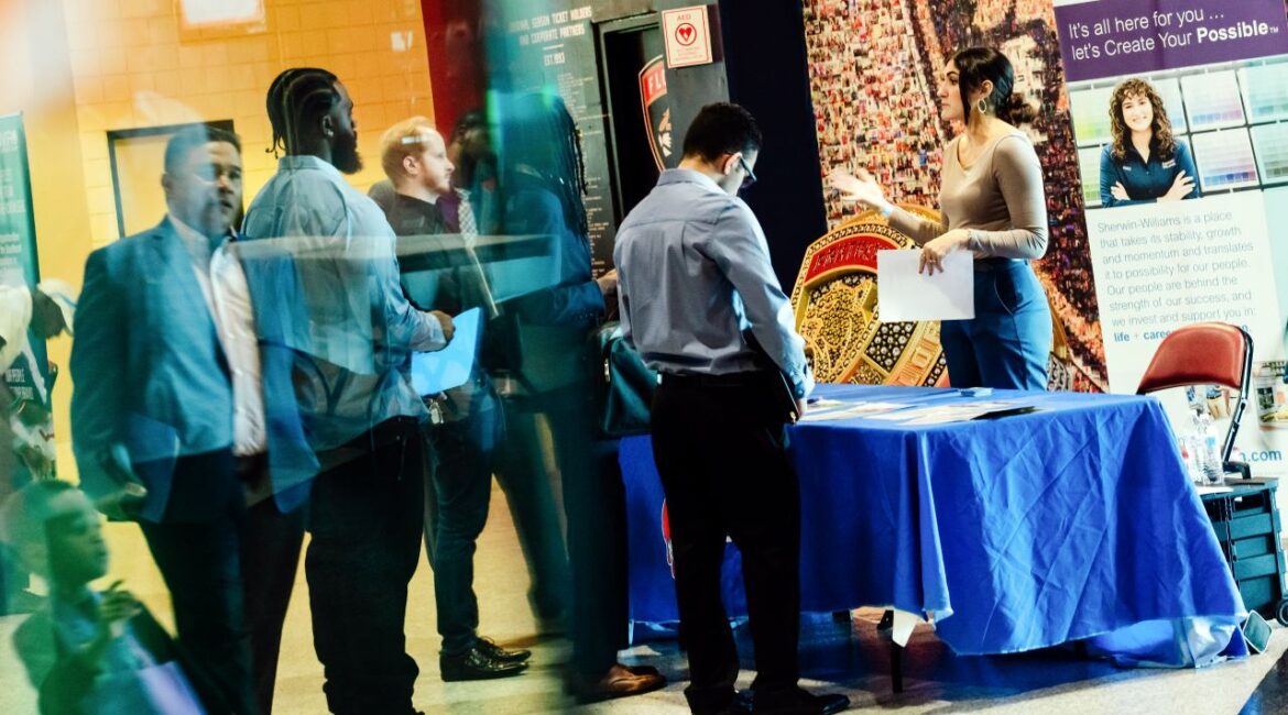 Image of applicants at a job fair
