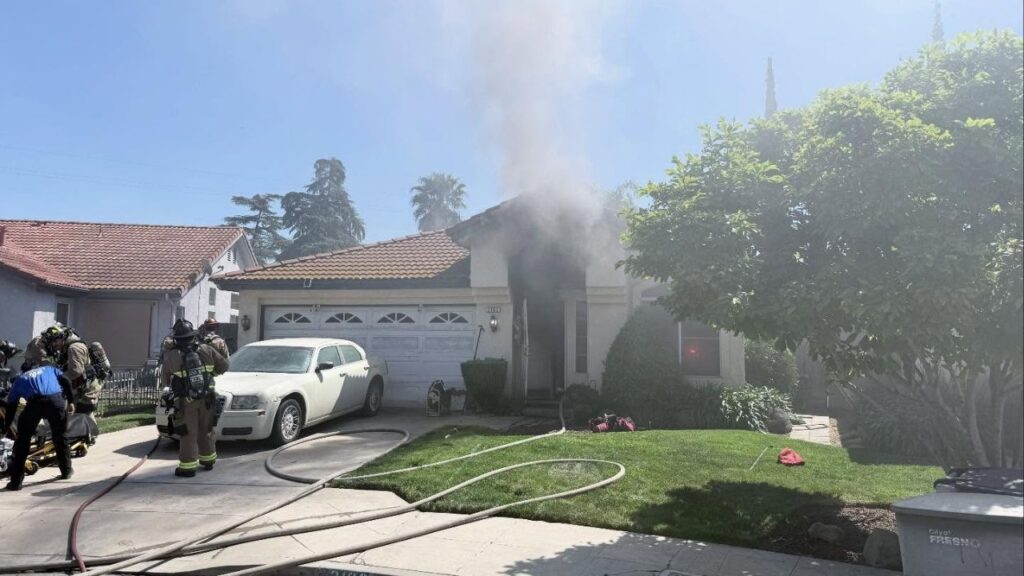 Fresno firefighters rescued an elderly woman from a residential fire caused by electrical problems Friday, March 20, 2026,containing damage to one room. (Fresno FD)