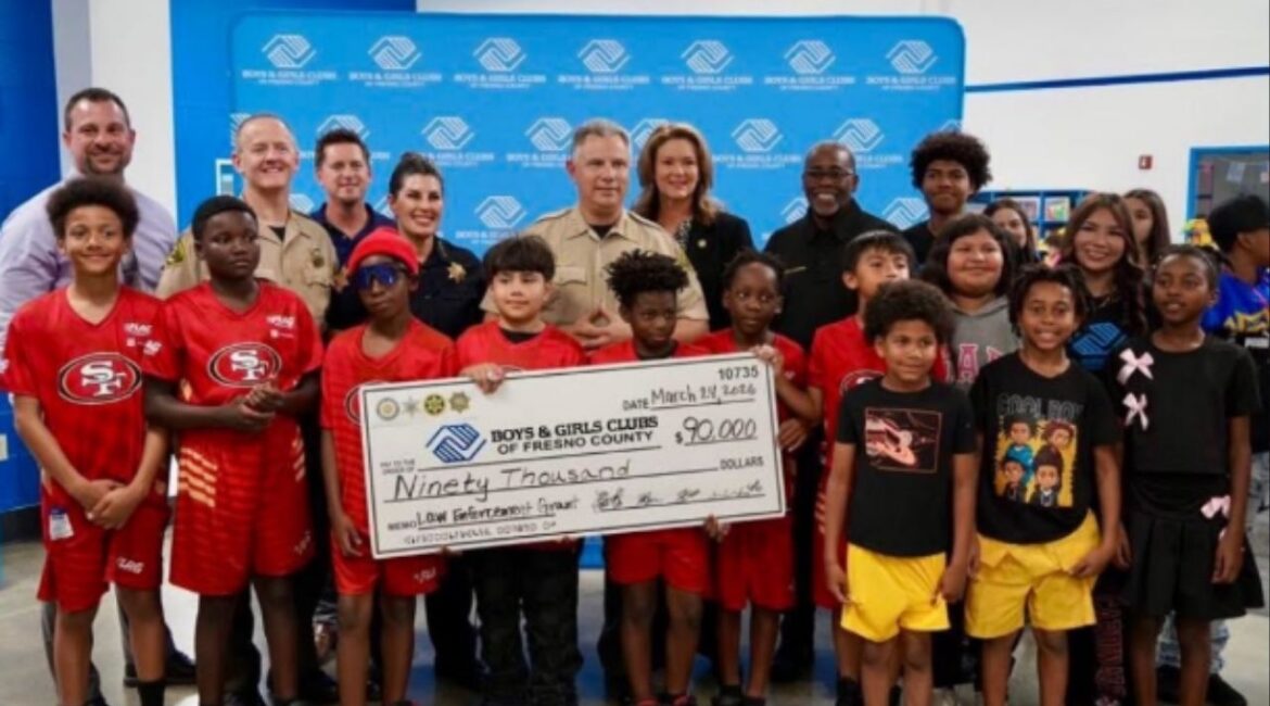 Fresno law enforcement presented a $90,000 grant to the Boys & Girls Clubs to support youth programs on Tuesday, March 24, 2026. (Fresno PD)