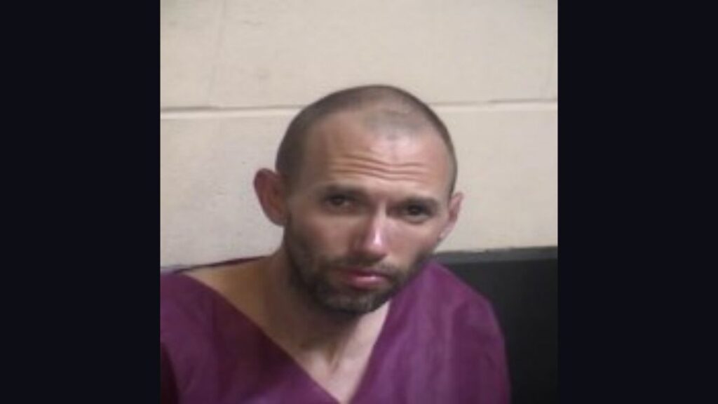 Fresno police arrested Christopher Allan Bull, 36, who allegedly threatened a victim with a knife and a fake police badge while harassing minors on a bus on Tuesday, March 17, 2026. (Fresno PD)