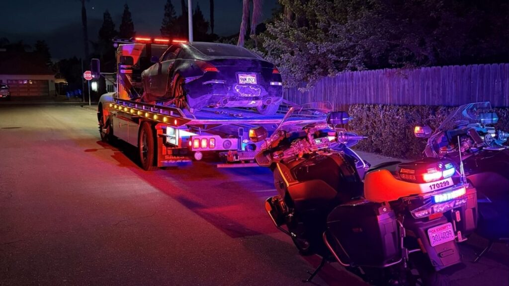 Fresno police issued 60 citations, towed 13 vehicles and arrested two people on suspicion of DUI during a Sunday, March 29, 2026, crackdown on illegal street racing and reckless driving. (Fresno PD)