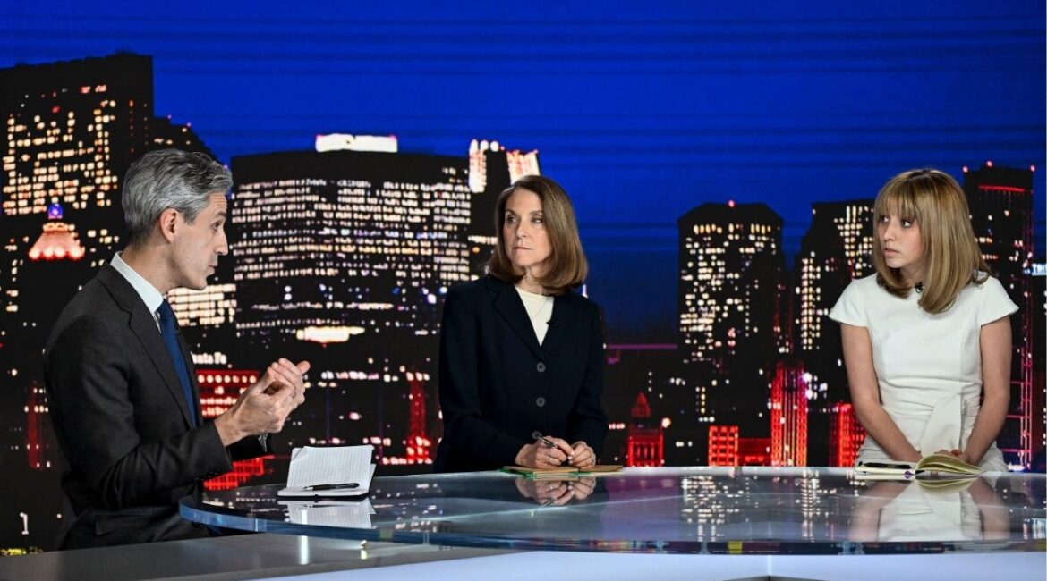 From left: Mayor Daniel Biss of Evanston, Ill., State Sen. Laura Fine, and Kat Abughazaleh, candidates in the Democratic primary for a House seat, during Fox Chicago’s debate in Chicago, Feb. 25, 2026. The intervention of AIPAC supporters in Chicago-area Democratic primaries, including one with opposing Jewish candidates, has made the pro-Israel lobby an issue on the left. (Joshua Lott/The New York Times)