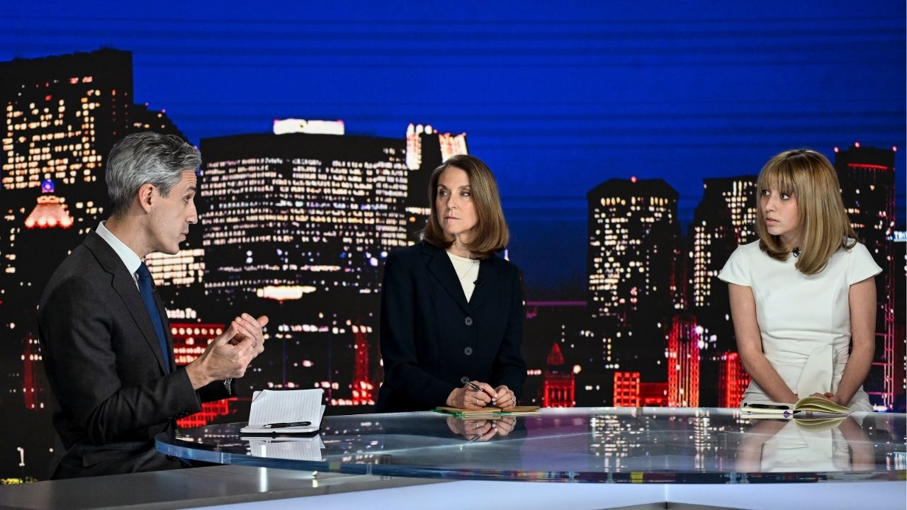 From left: Mayor Daniel Biss of Evanston, Ill., State Sen. Laura Fine, and Kat Abughazaleh, candidates in the Democratic primary for a House seat, during Fox Chicago’s debate in Chicago, Feb. 25, 2026. The intervention of AIPAC supporters in Chicago-area Democratic primaries, including one with opposing Jewish candidates, has made the pro-Israel lobby an issue on the left. (Joshua Lott/The New York Times)