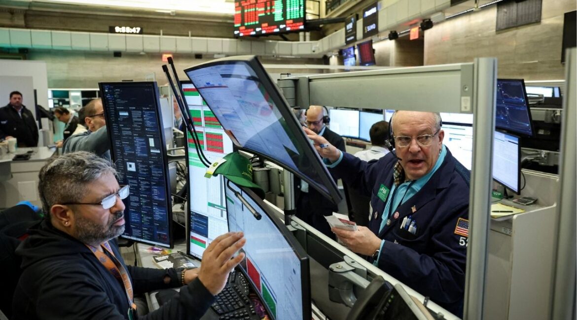 Futures-options traders work on the floor at the New York Stock Exchange's NYSE American (AMEX) in New York City, U.S., March 3, 2026. (Reuters/Brendan McDermid)