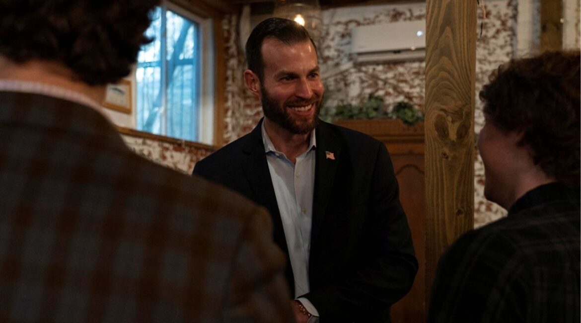 Georgia Republican congressional candidate Clay Fuller greets supporters during his watch night party after Georgia held a special election to fill a seat in its 14th congressional district, which was left vacant when Republican Representative Marjorie Taylor Greene resigned in January, in Rome, Georgia, U.S. March 10, 2026. (Reuters/Alyssa Pointer)