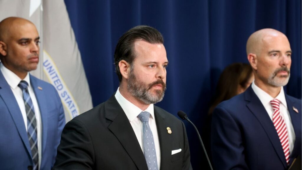 Jason A. Reding Quiñones, the U.S. attorney in Miami, speaks during a press conference in New York, Aug. 25, 2025. The U.S. attorney in South Florida has ordered a broad-ranging inquiry into Cuba’s leaders and Communist Party officials for drug, immigration, economic and violent crimes with a goal of bringing fast indictments, according to three people with knowledge of his actions.(Jefferson Siegel/The New York Times)