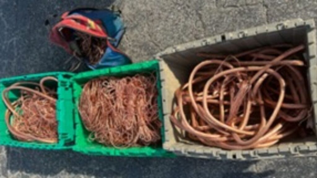 Kern County deputies arrested a Wasco man Thursday, March 27, 2026, with 175 pounds of stolen copper wire after uncovering a months-long unlicensed recycling operation. (Kern County SO)