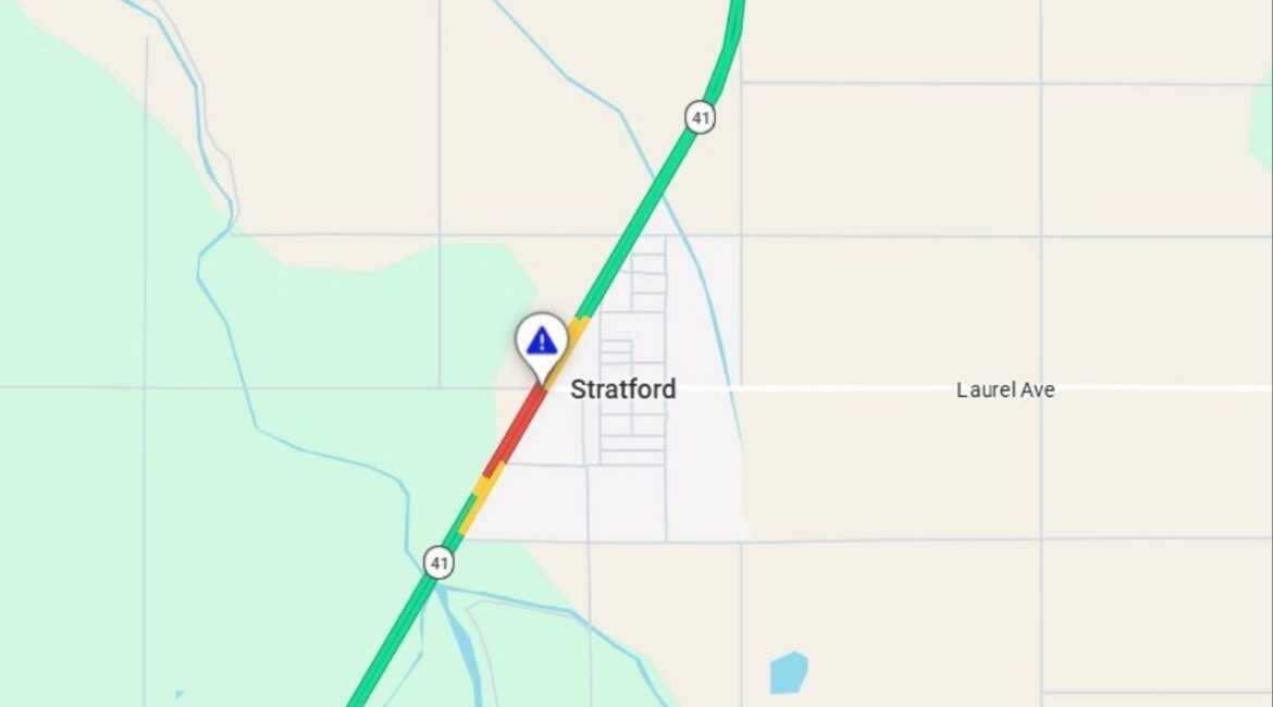Kings County’s Highway 41 is closed at Laurel Avenue due to a multi-vehicle crash, causing delays, Caltrans officials said Wednesday, March 16, 2026. (Caltrans)