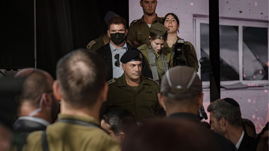 Lt. Gen. Eyal Zamir, the Israeli military’s chief of staff, at a ceremony for soldiers and security personnel in Jerusalem on Oct. 16, 2025. Zamir has long been focused on the threat from Iran and its proxies, and has called for a regional alliance against the country. He is now the chief architect of the campaign against Tehran. (Amit Elkayam/The New York Times)