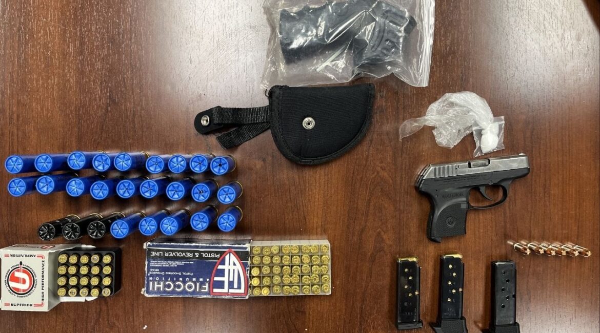 Madera police arrested a Michael Arreazola, 27, documented gang member Friday after he was found during a traffic stop with a concealed loaded firearm, narcotics and ammunition. (Madera PD)