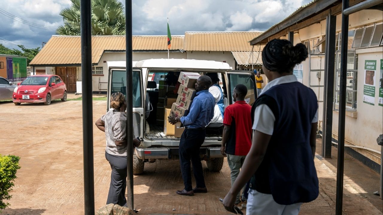 Medicine is unloaded at the Chipulukusu Health Center in Ndola, northern Zambia, on March 4, 2026. A draft State Department memo outlines ways the Trump administration may ratchet up pressure on the African country by ending health support “on a massive scale.” (Arlette Bashizi/The New York Times)
