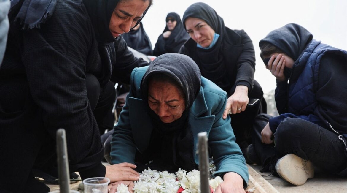 Mourners react as they attend a funeral ceremony for victims of Israeli and U.S. strikes, amid the U.S.-Israeli conflict with Iran, in Tehran, Iran, March 9, 2026. (Majid Asgaripour/WANA (West Asia News Agency) via Reuters)