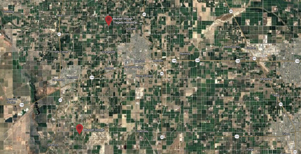 Locater Map of the Mussel Slough Tragedy