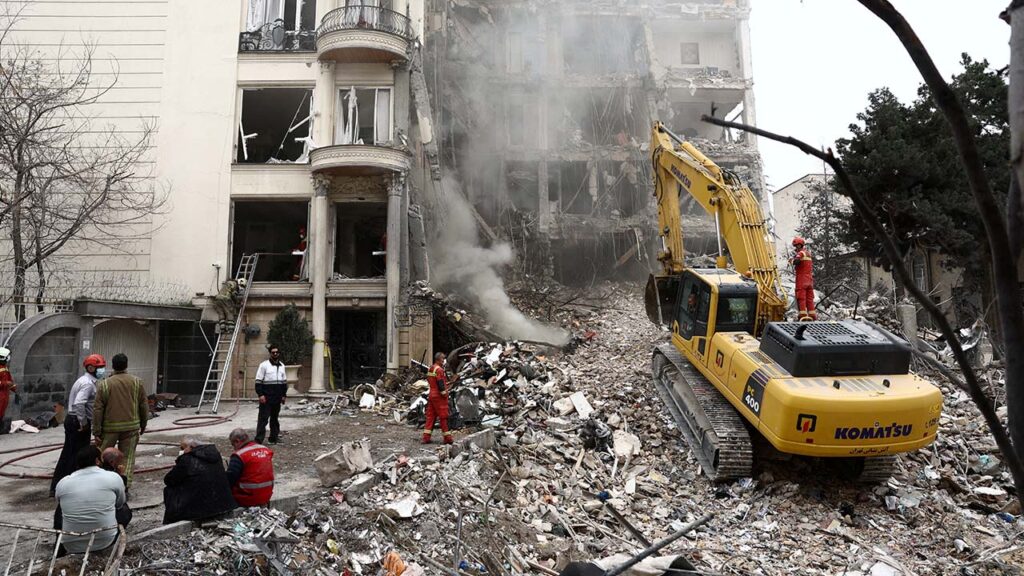 A view of a residential building damaged by a strike, amid the U.S.-Israeli conflict with Iran, in Tehran, Iran, March 23, 2026. (Majid Asgaripour/WANA (West Asia News Agency) via Reuters)