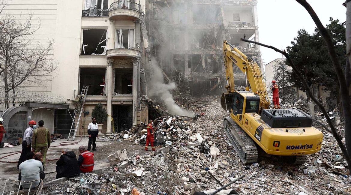 A view of a residential building damaged by a strike, amid the U.S.-Israeli conflict with Iran, in Tehran, Iran, March 23, 2026. (Majid Asgaripour/WANA (West Asia News Agency) via Reuters)
