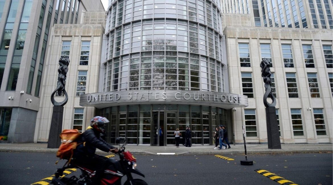 Outside federal court in Brooklyn, Oct. 24, 2022. Two former police officers pleaded not guilty in federal court on Tuesday, March 10, 2026, to charges that they violated a woman’s civil rights while responding to a complaint about a brothel in a Queens building. (Jefferson Siegel/The New York Times)