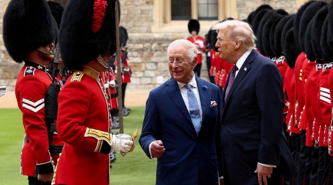 President Donald Trump and Britain's King Charles inspect the Guard of Honour as they attend a welcome ceremony during Trump's state visit, at Windsor Castle, in Windsor, Britain, September 17, 2025. (Reuters File)