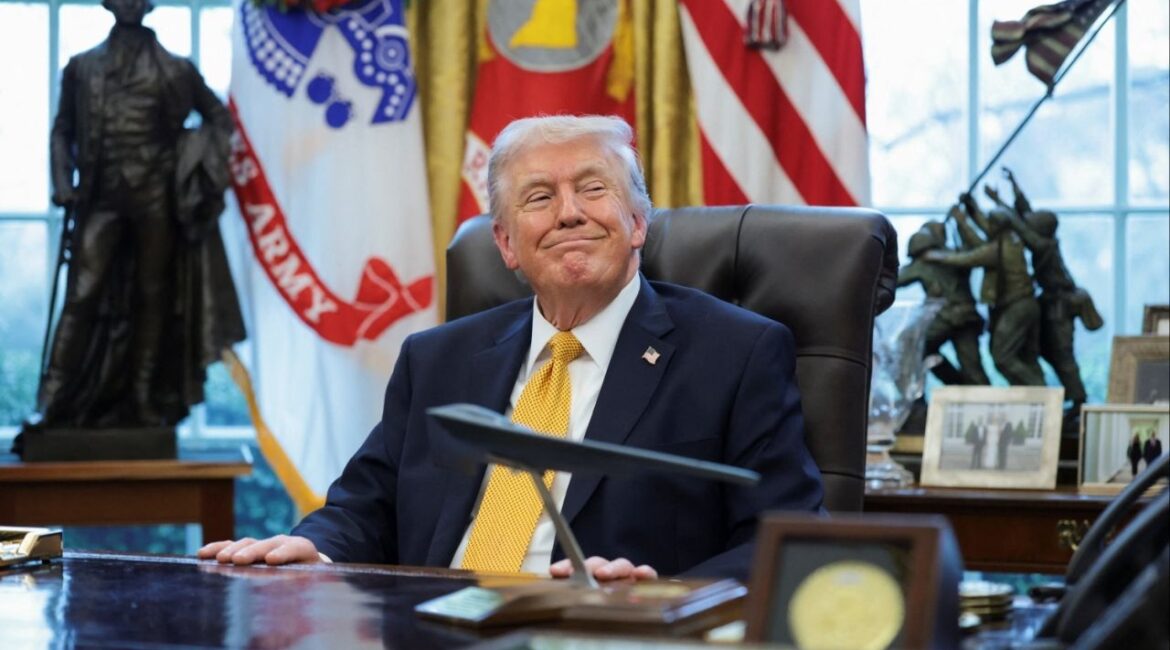 President Donald Trump reacts as he takes questions from reporters during an event to sign an executive order creating an anti‑fraud task force headed by U.S. Vice President JD Vance in the Oval Office at the White House in Washington, D.C., U.S., March 16, 2026. (Reuters/Jonathan Ernst)