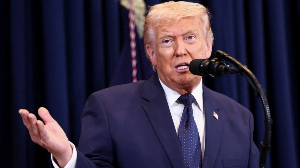 President Donald Trump speaks during a press conference at Trump National Doral Miami in Miami, Florida, U.S., March 9, 2026. (Reuters/Kevin Lamarque)