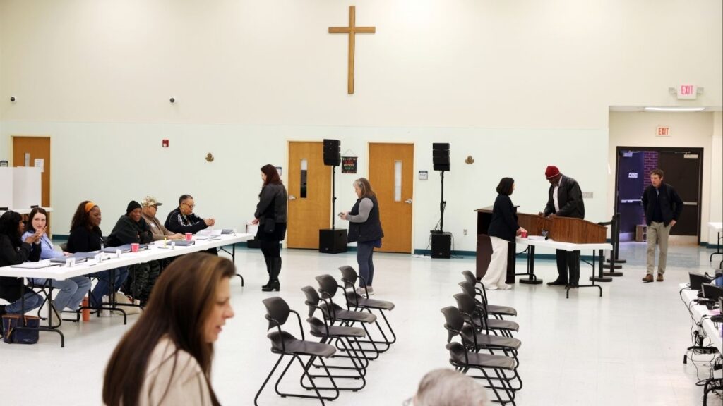 Primary voters check in at a polling place in Charlotte, N.C., on Tuesday morning, March 3, 2026. The battle for control of Congress officially kicked off on Tuesday as voters in Texas, North Carolina and Arkansas head to the polls for the first primaries of the 2026 midterms, in contests that could show the directions both parties are taking in a deeply unsettled political environment. (Travis Dove/The New York Times)