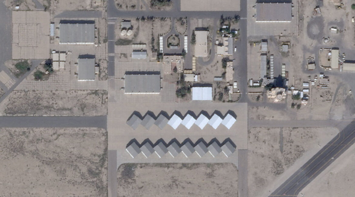 A satellite view shows the Ali Al Salem Base near Al Jahra, Kuwait, February 22, 2026. (2026 Planet Labs PBC /Handout via Reuters/File Photo)