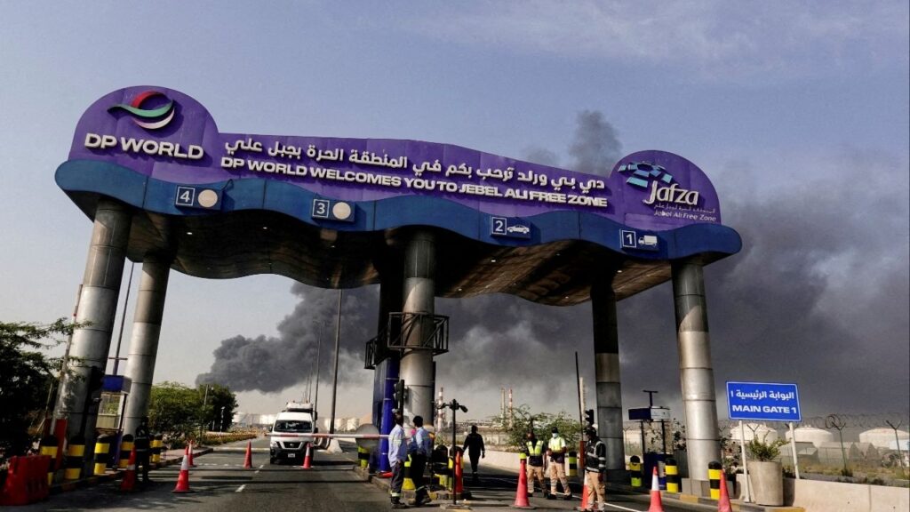 Smoke billows from Jebel Ali port after an Iranian attack, following United States and Israel strikes on Iran, United Arab Emirates, March 1, 2026. (Reuters File)