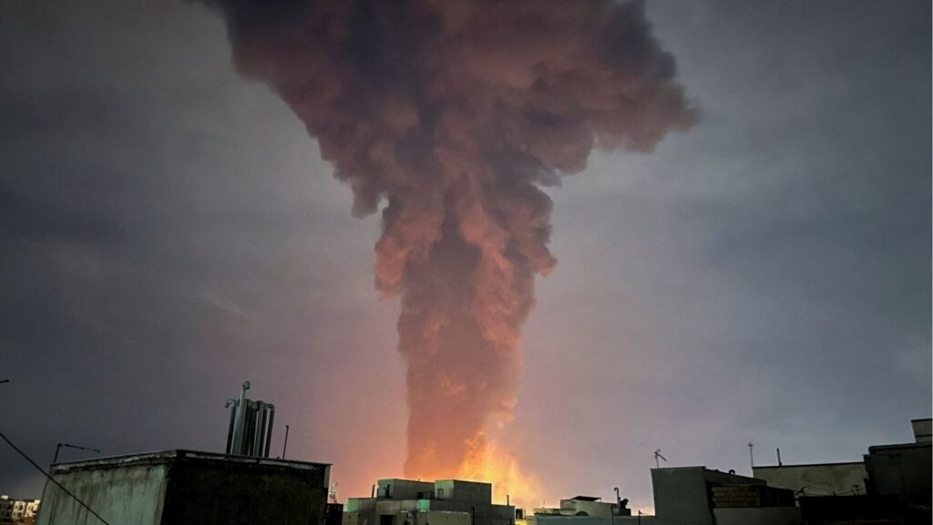 Smoke rises following an explosion, amid the U.S.-Israeli conflict with Iran, in Tehran, Iran, March 7, 2026. Picture taken with a mobile phone. (Majid Asgaripour/WANA (West Asia News Agency) via Reuters)