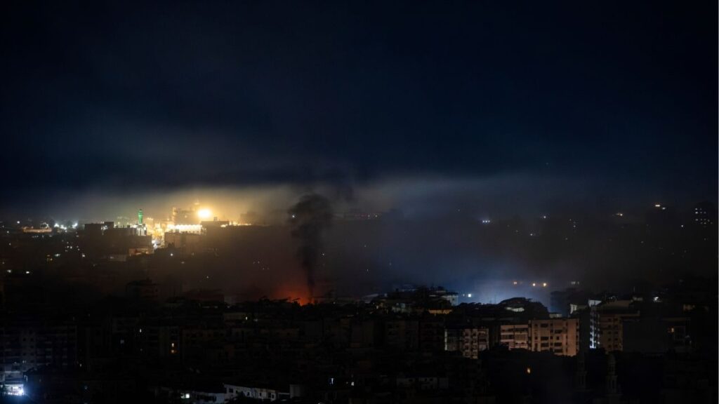 Smoke rises from Israeli airstrikes in Dahiyeh, the southern suburbs of Beirut, Lebanon, on Wednesday, March 11, 2026. Heavy waves of airstrikes shook Beirut and Tehran on Wednesday, adding to the toll of the Iran war. (Diego Ibarra Sánchez/The New York Times)