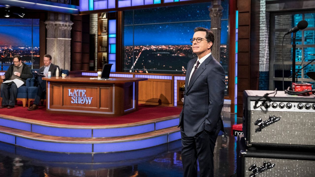Stephen Colbert in rehearsals on the set of “The Late Show,” in Manhattan, April 4, 2017. In an announcement video with the director Peter Jackson, the late-night host said he was developing a new film based on early chapters of the trilogy. (Chad Batka/The New York Times)